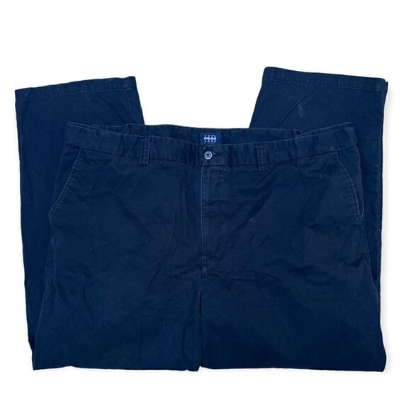 HARBOR BAY BIG & TALL NAVY BLUE ELASTIC WAIST CHINOS WAIST 50 - Picture 1 of 6